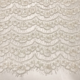 Cascading Beaded Scallop Lace IVORY