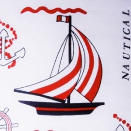 Cotton Canvas Print RED / WHITE BOATS