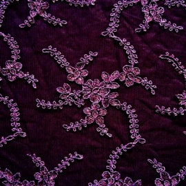 Embroidered Corded Tulle AUBERGINE