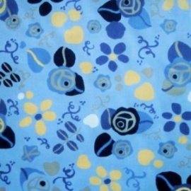 Premium Cotton Lawn FLOWER YELLOW / BLUE