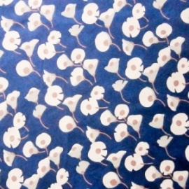 Premium Cotton Lawn FLOWER BLUE / IVORY