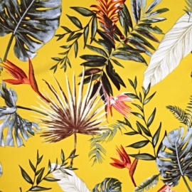 Palm Leaves Floral Stretch Crepe YELLOW