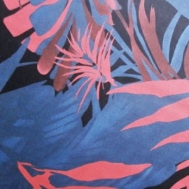 Stretch Cotton Print TEAL / PINK