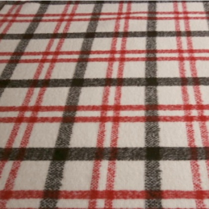 Brushed Wool Mix Check IVORY / BLACK / RED
