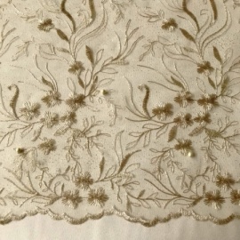 Embroidered Beaded Tulle With Glitter PALE GOLD