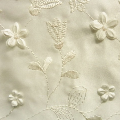 Embroidered Duchess Satin 3D Flower IVORY