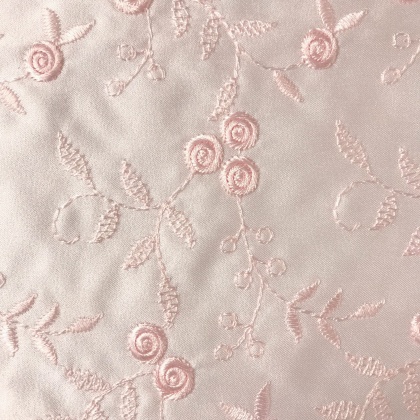 Embroidered Duchess Satin Small Flower PALE PINK