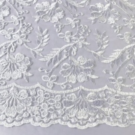 Embroidered Flower Tulle WHITE