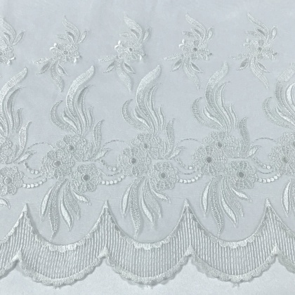 Embroidered Daisy Organza WHITE