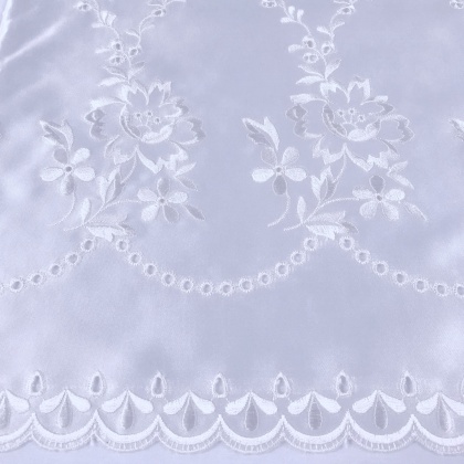 Embroidered Polyester Satin WHITE FLOWER