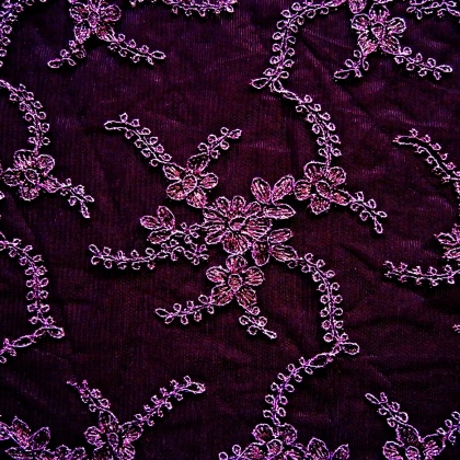 Embroidered Corded Tulle AUBERGINE