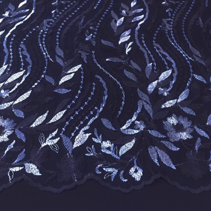 Embroidered Tulle With Glitter BLUE