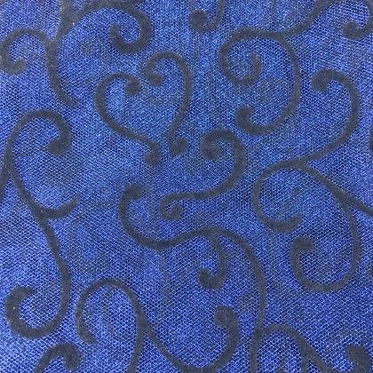 Flock Scroll Glitter Net BLUE / BLACK
