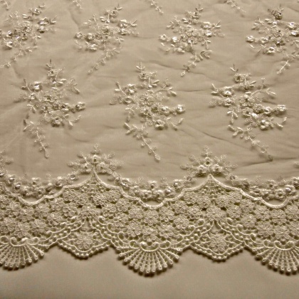 Ornate Beaded Sequin Tulle IVORY DAISY