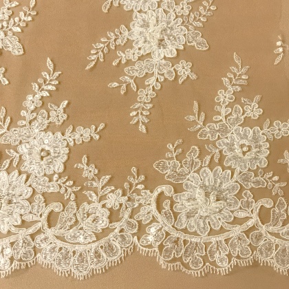 Ornate Embroidered Tulle FLESH / IVORY