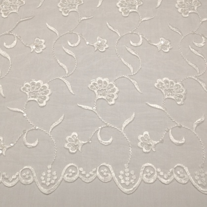 Ornate Beaded Sequin Tulle  IVORY STEM