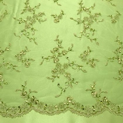 Ornate Beaded Sequin Tulle GREEN
