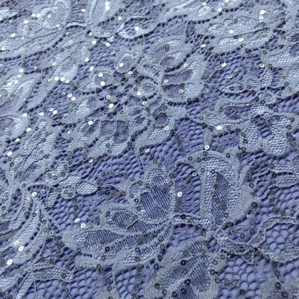Stretch Lace With Sequins SLATE BLUE