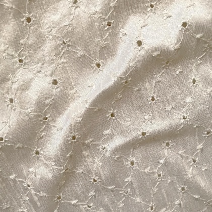 Embroidered Diamond Silk Dupion VINTAGE IVORY