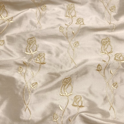 Embroidered Tulip Silk IVORY / GOLD