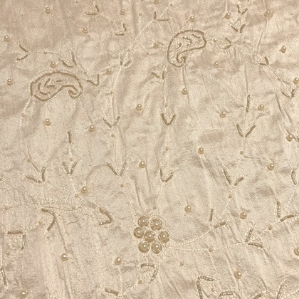 Embroidered Beaded Silk Dupion VINTAGE IVORY