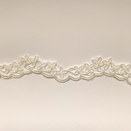 Ivory Beaded And Corded Lace Trim Omega