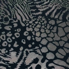 Animal Print Flock Stretch Mesh BLACK