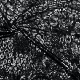 Animal Print Textured Foil Chiffon BLACK SILVER
