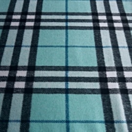 Brushed Wool Mix Check AQUA / BLACK