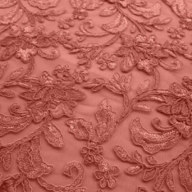 Cord Flower Sequin Tulle PINK