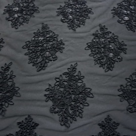 Cord Flower Tulle STEEL