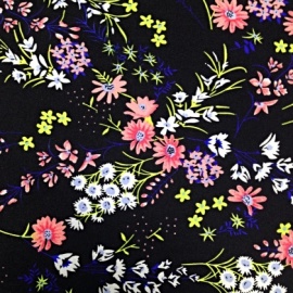 Chiffon with Stretch BLACK / SPRING FLOWERS