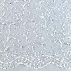 Embroidered Beaded Glitter Tulle WHITE / SILVER