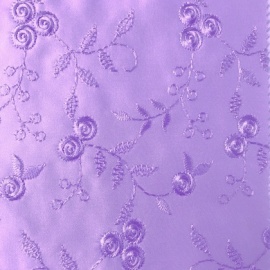 Embroidered Duchess Satin Small Flower LILAC