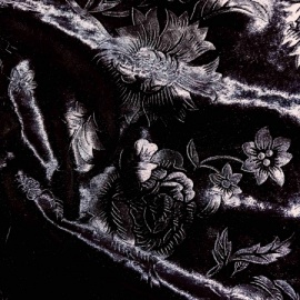 Embossed Floral Stretch Velour BLACK