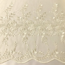 Embroidered Flower Organza IVORY