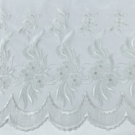 Embroidered Daisy Organza WHITE