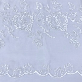 Embroidered Large Flower Organza WHITE