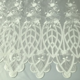 Embroidered Polyester Satin WHITE