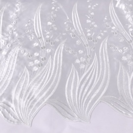 Embroidered Polyester Satin WHITE SWIRL