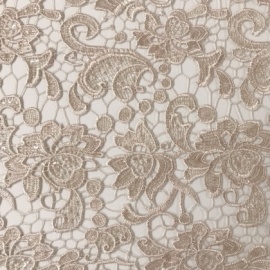 Guipure Flower Lace With Sequins CAPPUCCINO