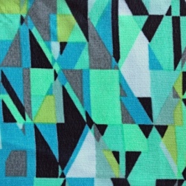 Geometric Print Poly Chiffon Georgette BLUE / GREEN / BLACK