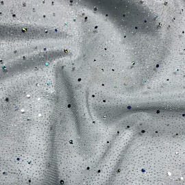 Hologram Sequin Glitter Tulle SILVER