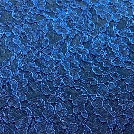 Metallic Effect Corded Lace BLACK / BLUE