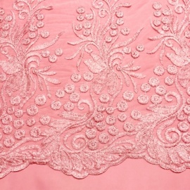 Metallic-effect Embroidered Tulle PINK