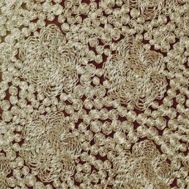 Metallic Embroidered Tulle PALE GOLD / BLACK