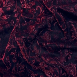 Metallic Floral Moonlight Chiffon BLACK / RED