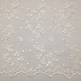 Ornate Beaded Sequin Tulle IVORY TRELLIS FLOWER