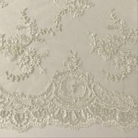 Ornate Beaded Sequin Tulle IVORY / PEARL