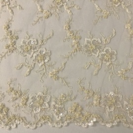 Ornate Beaded Sequin Tulle IVORY / GOLD